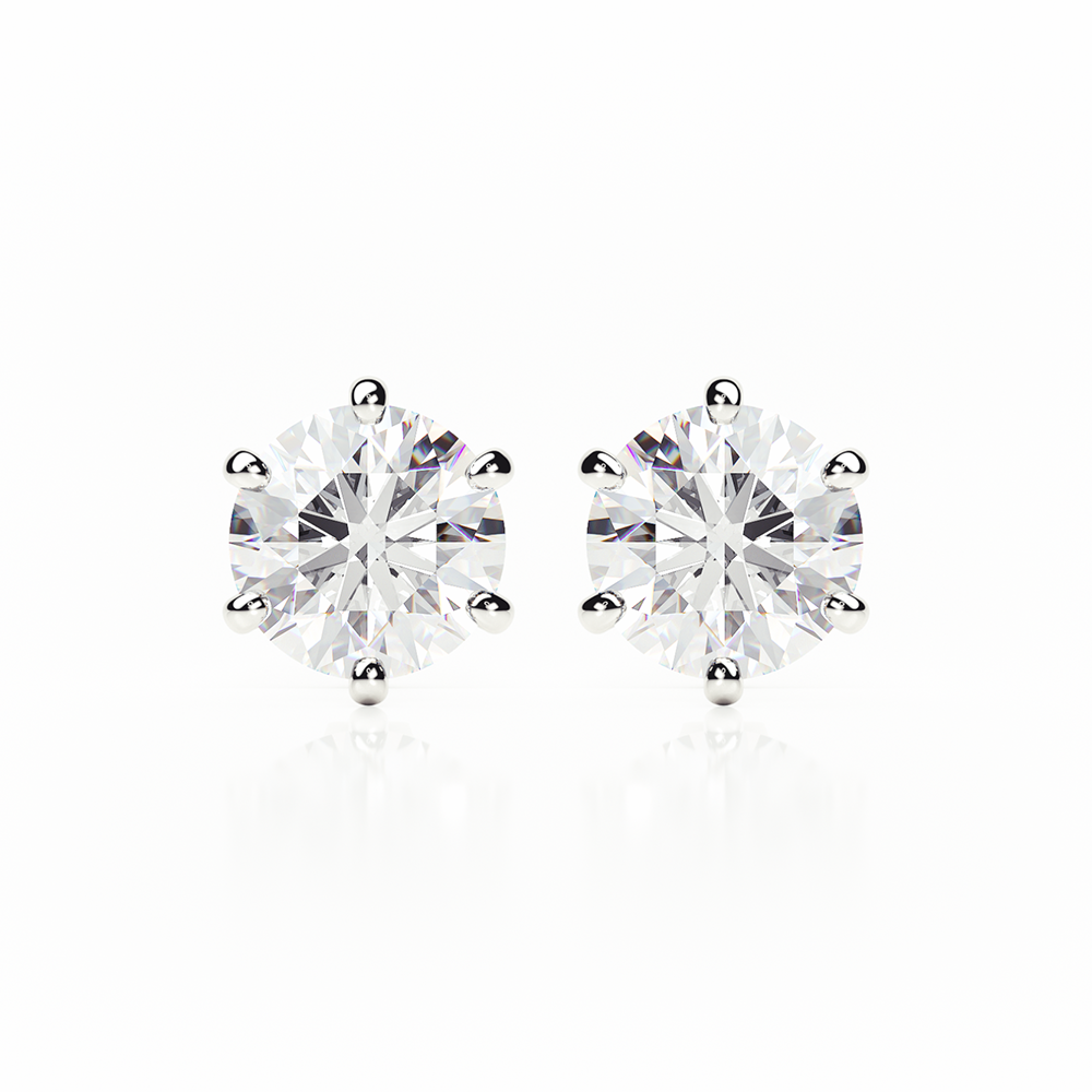 Diamond Earrings 0.6 CTW Studs I-J/VVS In 18K White Gold - SCREW