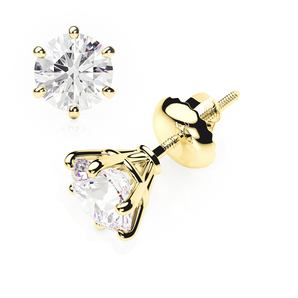 Diamond Earrings 2.5 CTW Studs D-F/VS In 18K Yellow Gold - SCREW