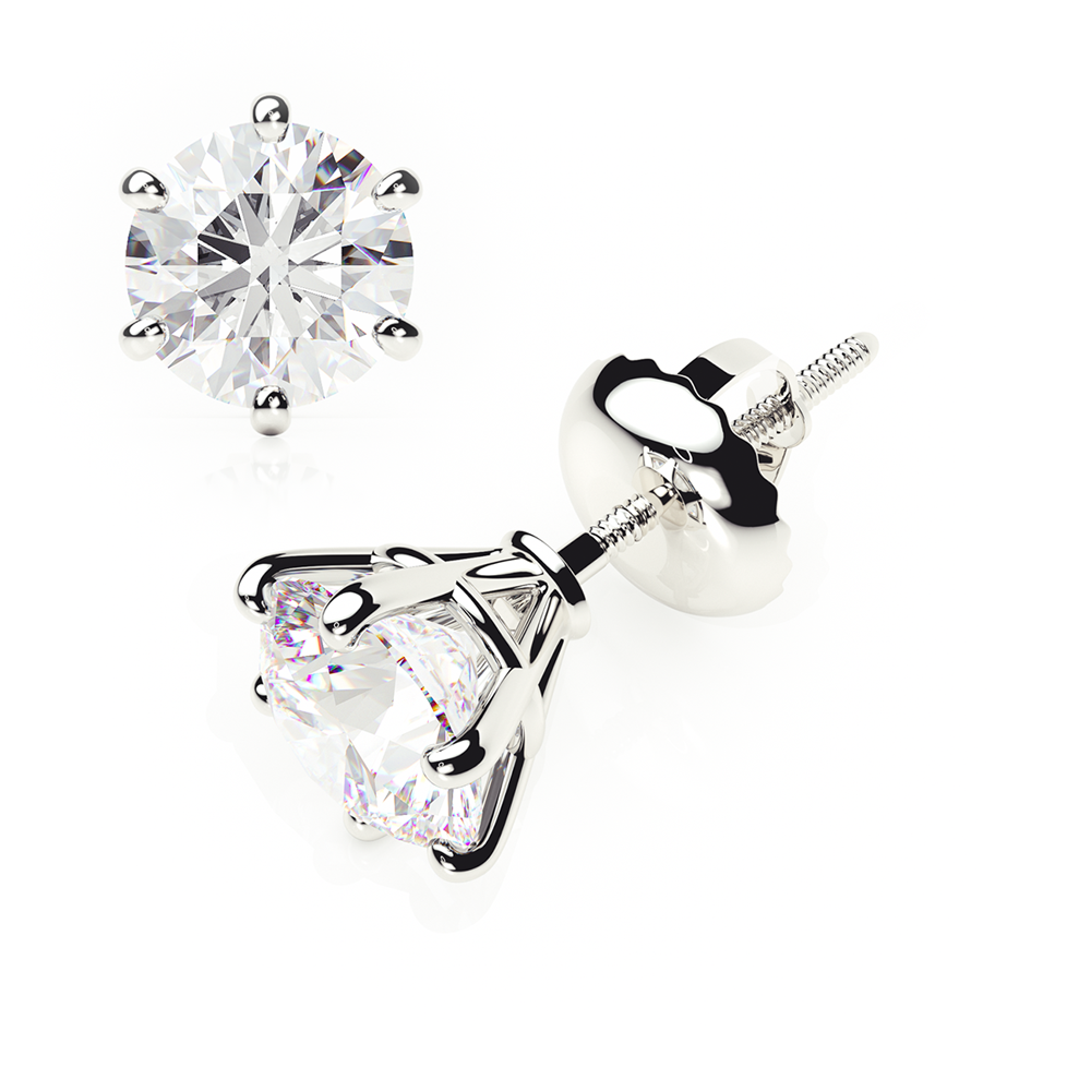 Diamond Earrings 0.8 CTW Studs I-J/VS In 18K White Gold - SCREW