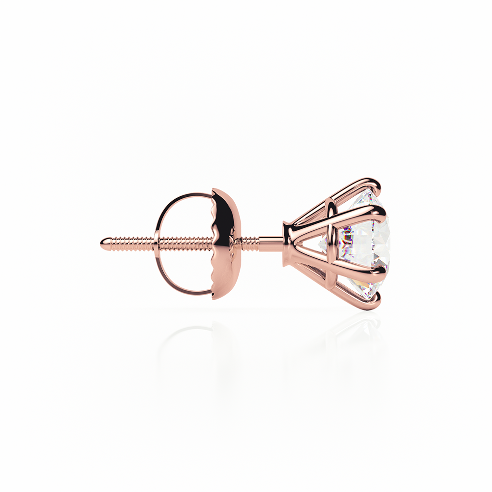 Diamond Earrings 2 CTW Studs D-F/VS In 18K Rose Gold - SCREW