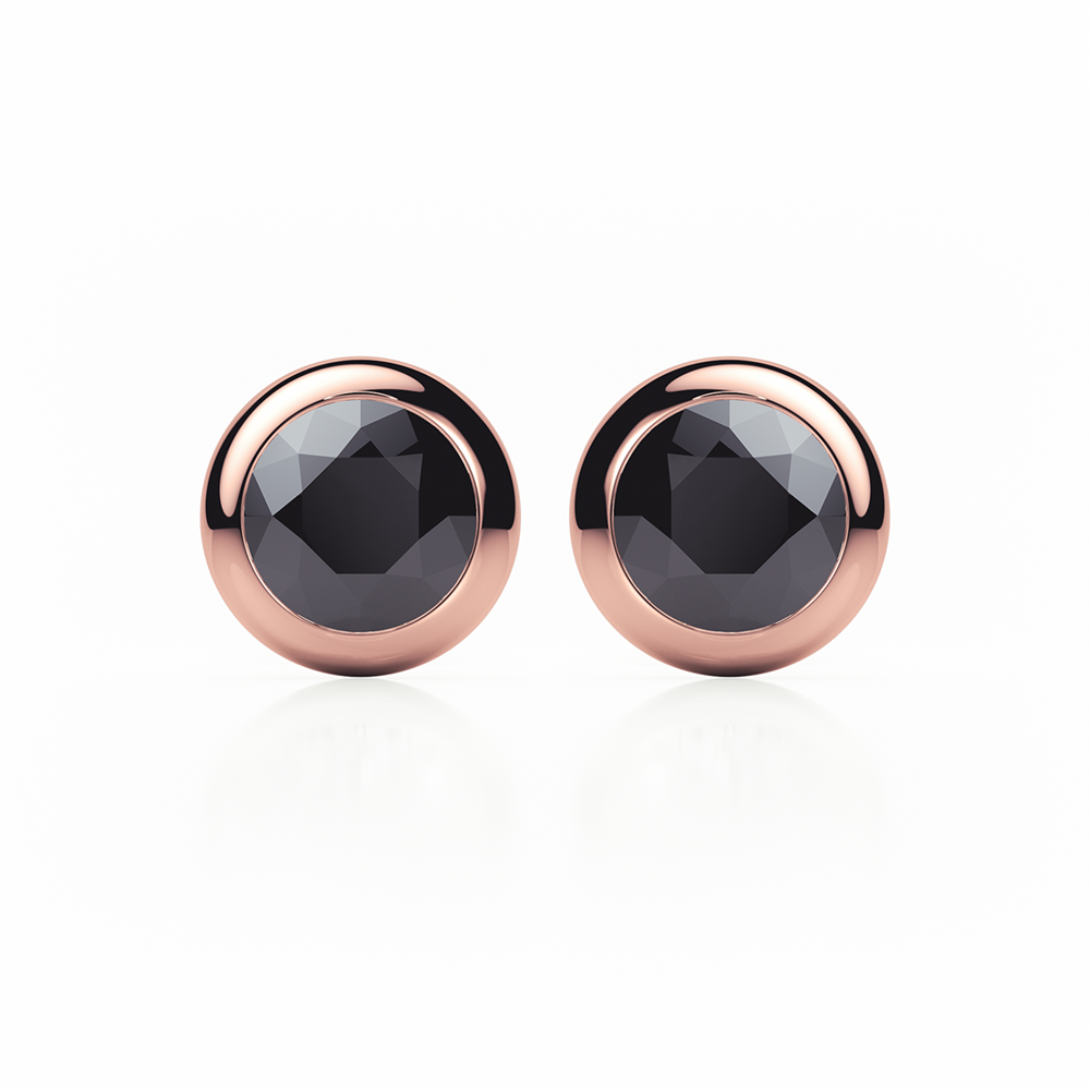 Black Diamond Earrings 0.50 CTW Studs  RUBOVER 18K Rose Gold - SCREW