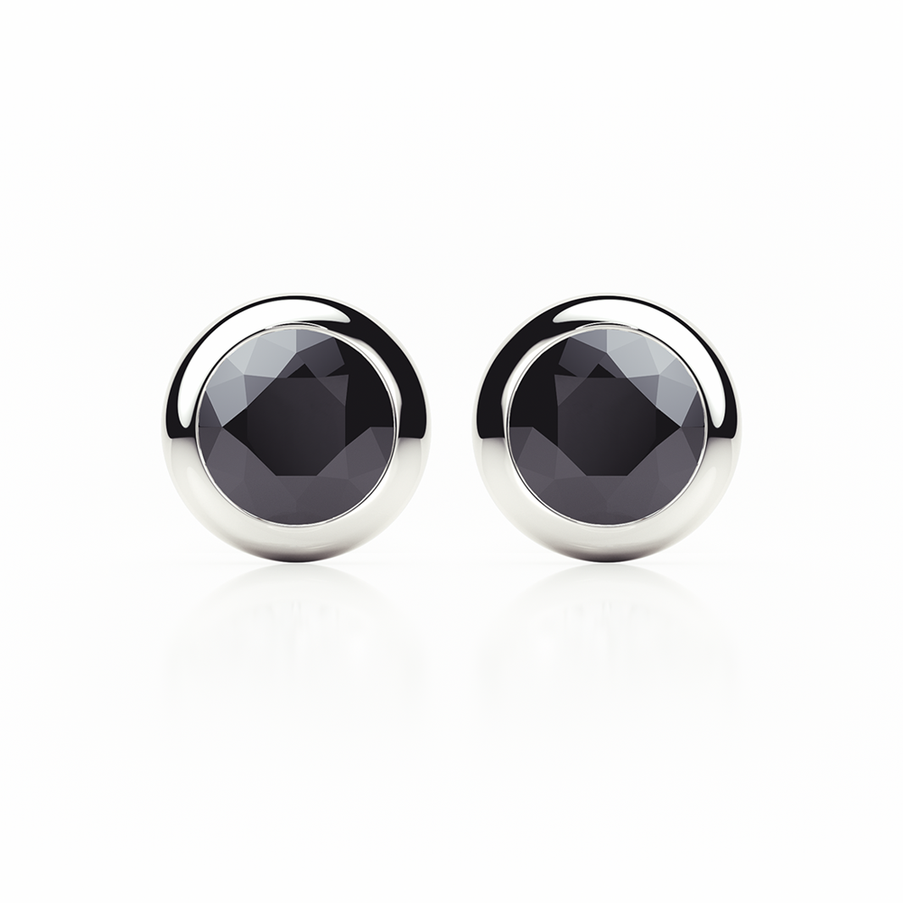 Black Diamond Earrings 1  CTW Studs RUBOVER Plat Platinum - BUTTERFLY