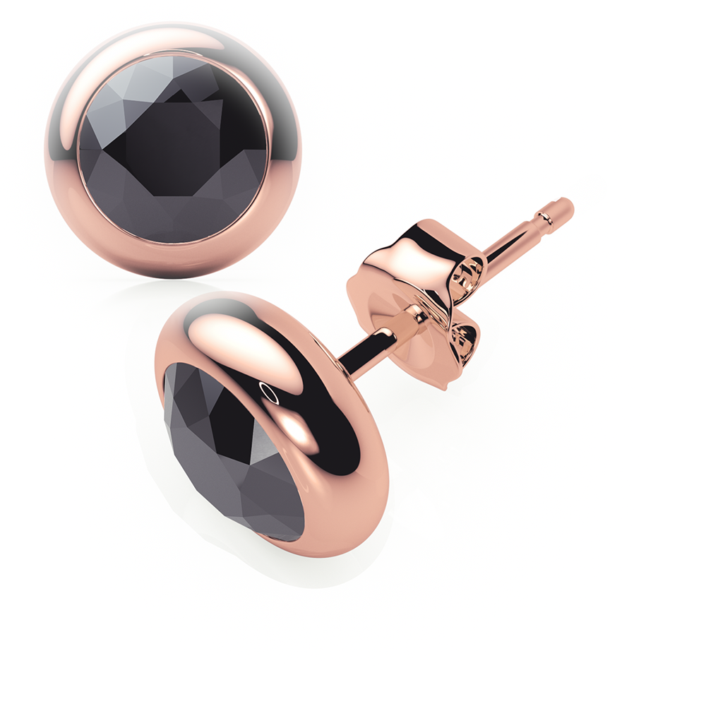 Black Diamond Earrings 0.50 CTW Studs RUBOVER 18K Rose Gold - BUTTERFLY