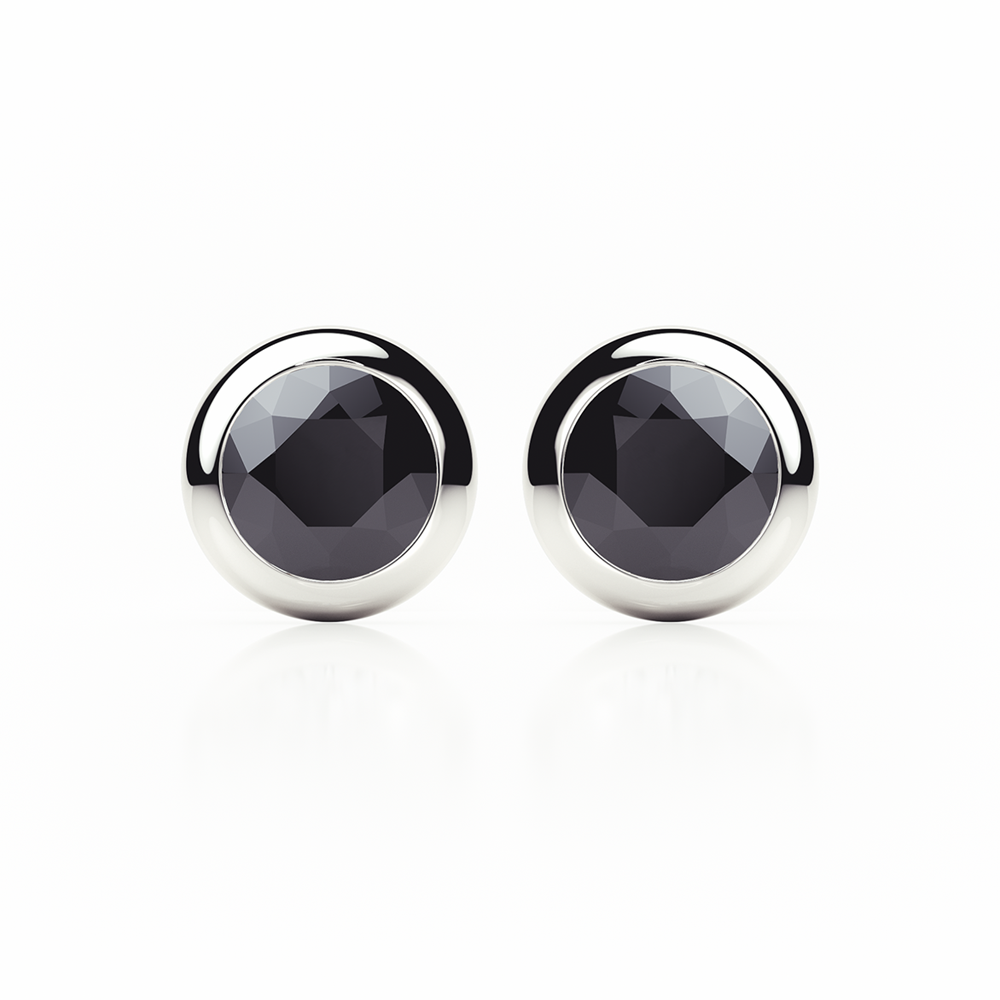 Black Diamond Earrings 0.50 CTW Studs  RUBOVER Plat Platinum - SCREW