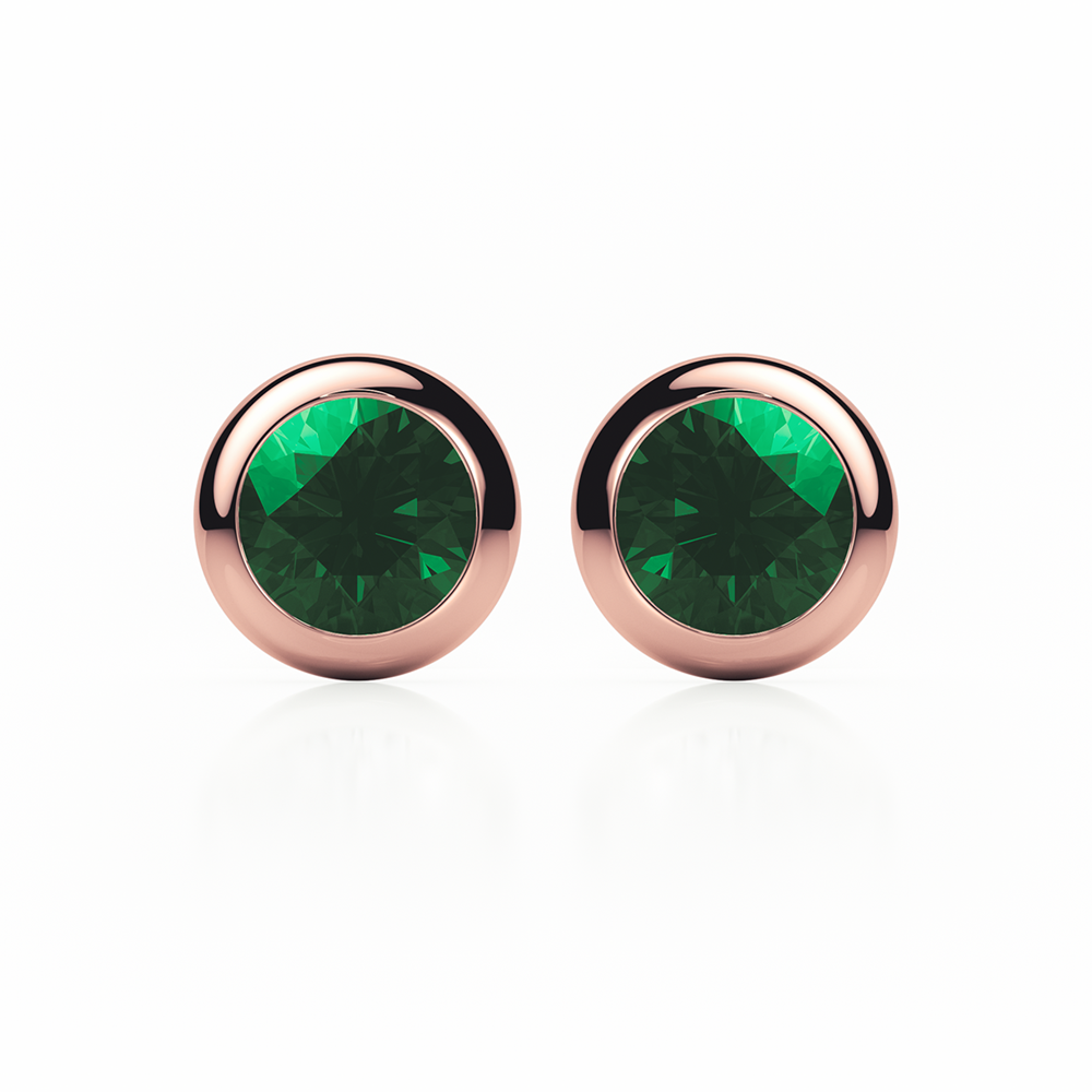 Emerald Earrings 0.60 CTW Studs  RUBOVER 18K Rose Gold - SCREW