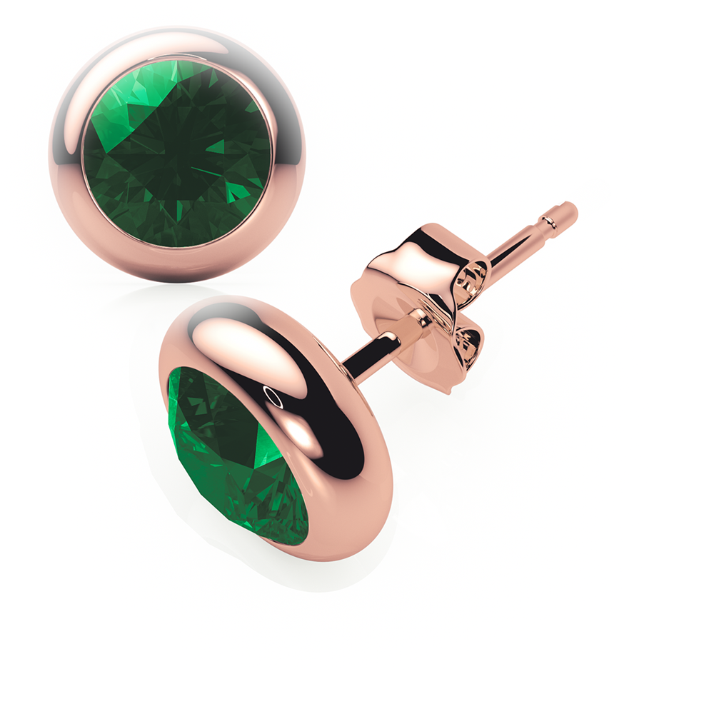 Emerald Earrings 0.60 CTW Studs RUBOVER 18K Rose Gold - BUTTERFLY