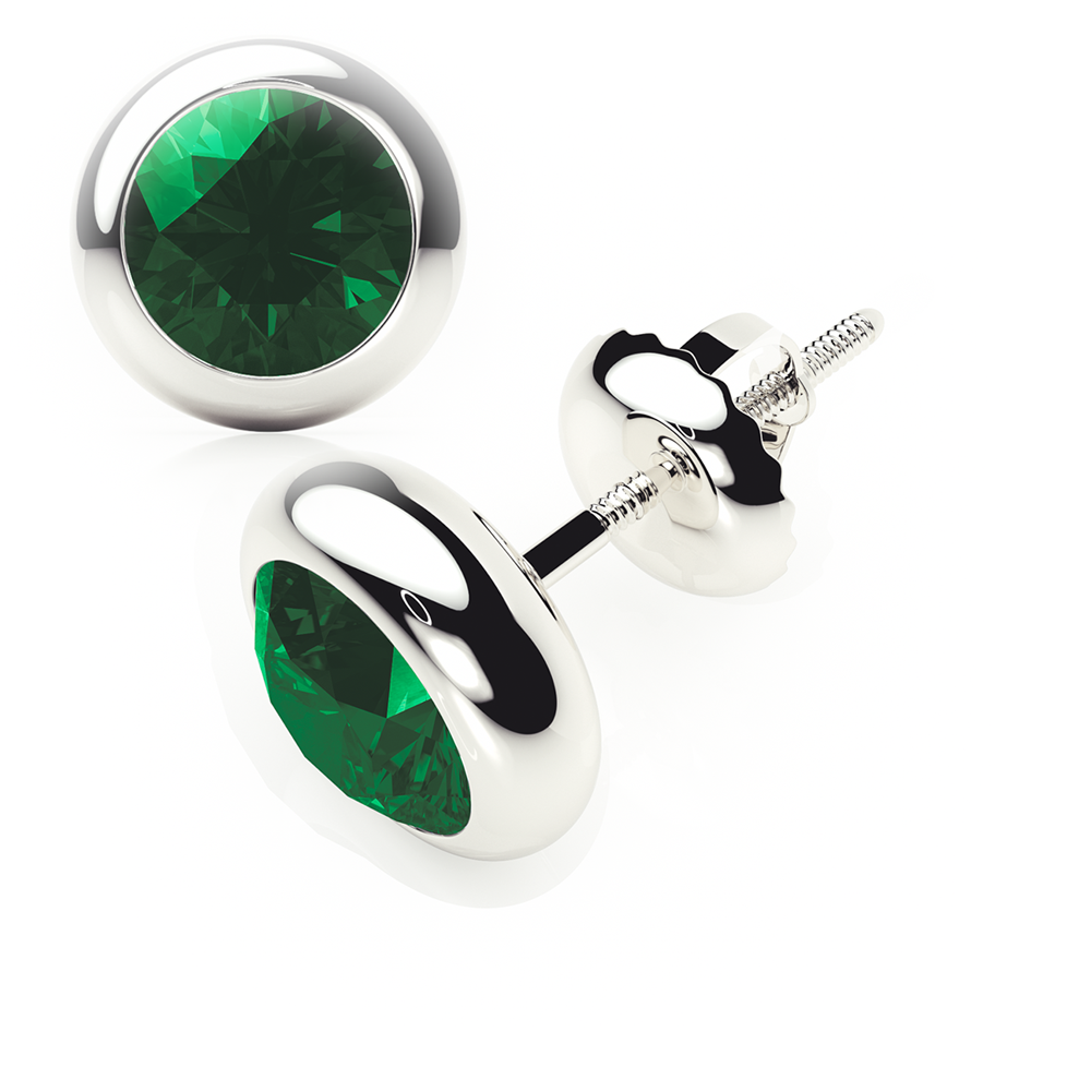 Emerald Earrings 0.30 CTW Studs  RUBOVER Plat Platinum - SCREW