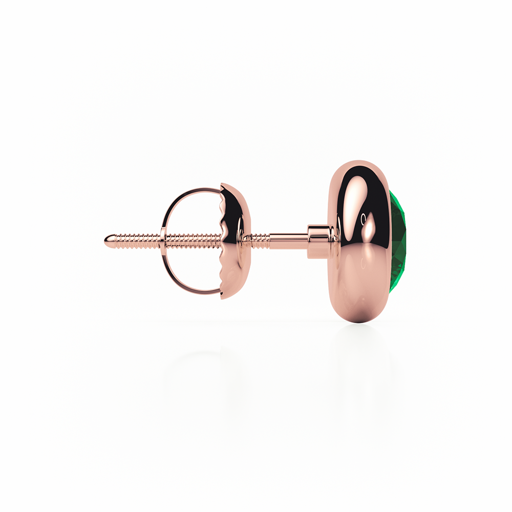 Emerald Earrings 0.30 CTW Studs  RUBOVER 18K Rose Gold - SCREW