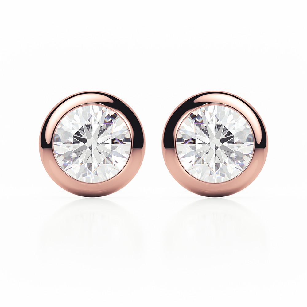 Diamond Earrings 2 CTW Studs G-H/I Quality in 18K Rose Gold - BUTTERFLY