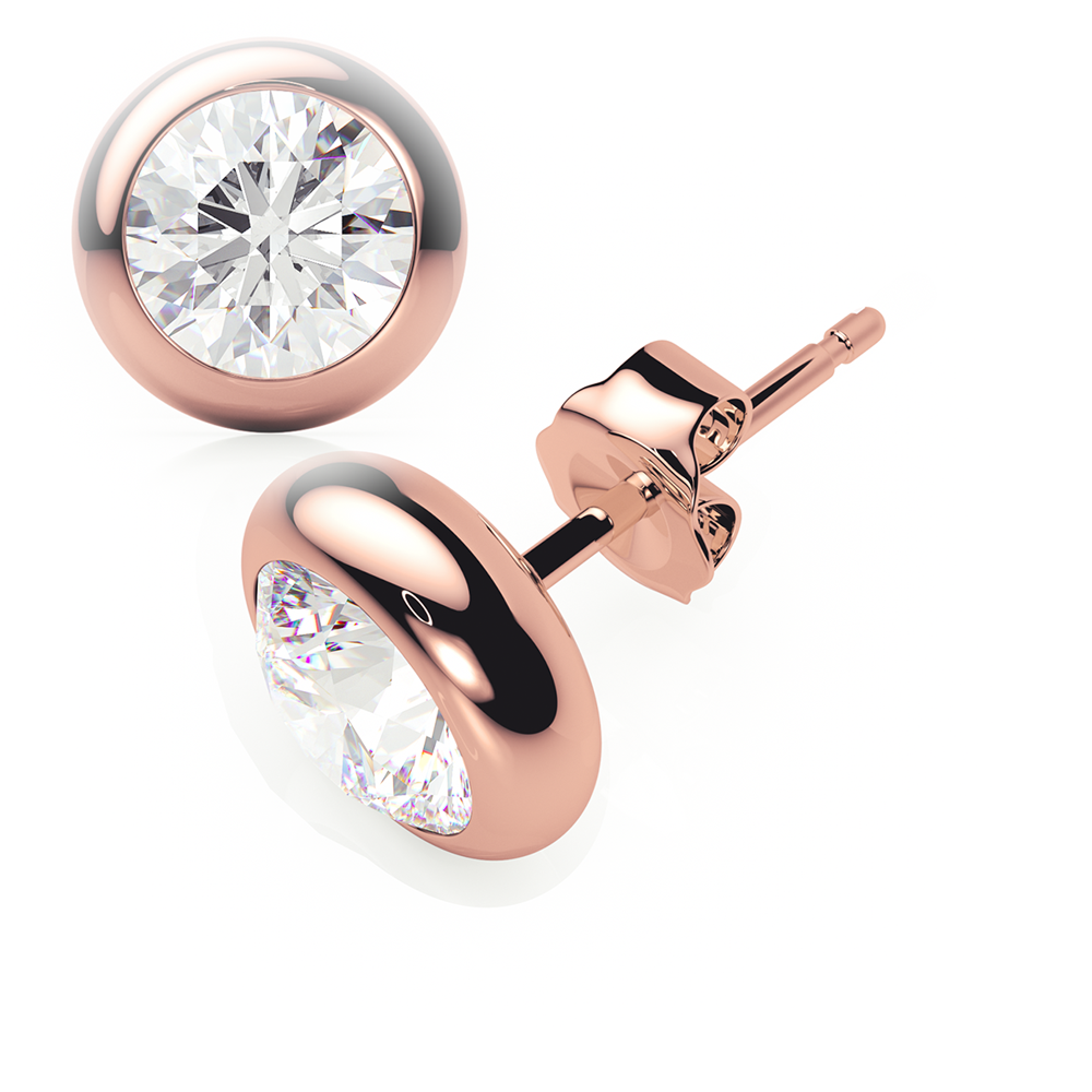 Diamond Earrings 2 CTW Studs D-F/S1 Quality in 18K Rose Gold - BUTTERFLY