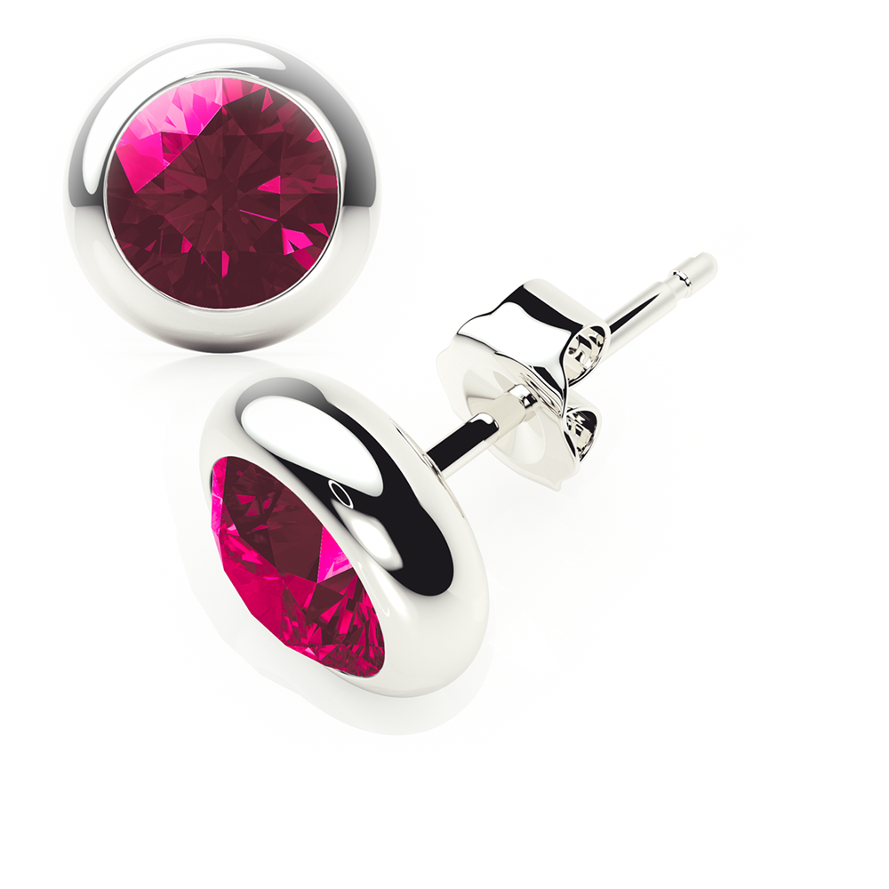 Ruby Earrings 0.40 CTW Studs RUBOVER Plat Platinum - BUTTERFLY