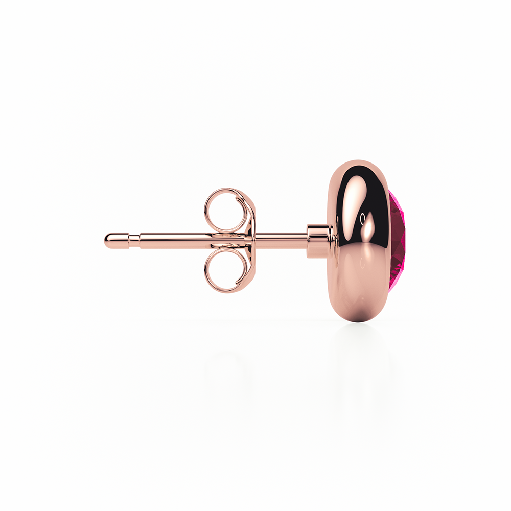 Ruby Earrings 0.60 CTW Studs RUBOVER 18K Rose Gold - BUTTERFLY