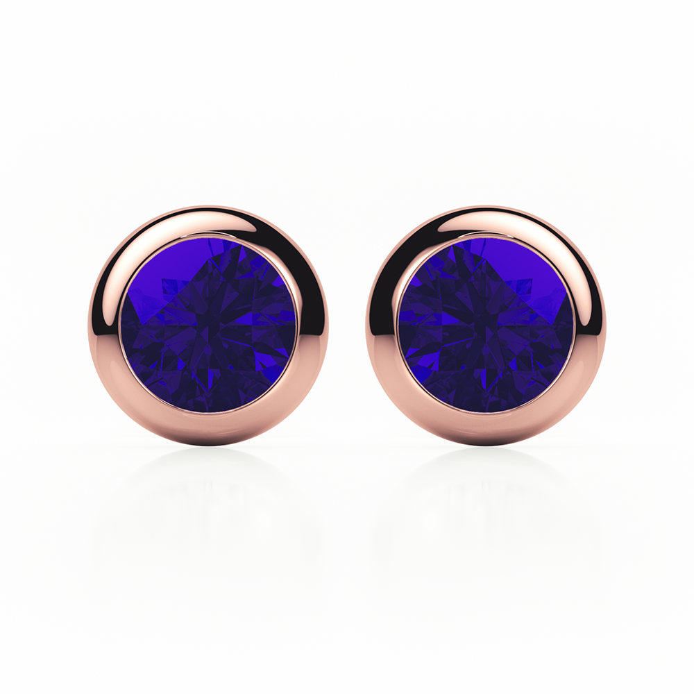 Sapphire Earrings 0.50 CTW Studs  RUBOVER 18K Rose Gold - SCREW