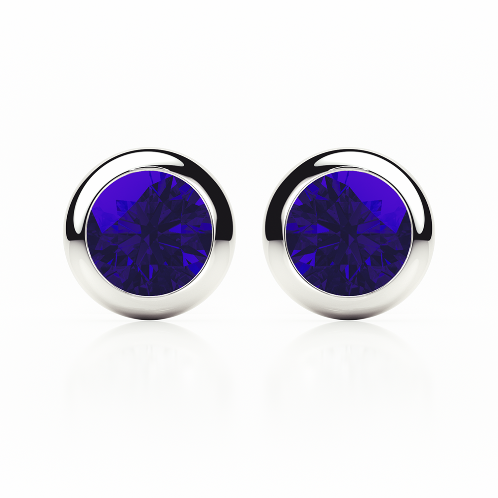 Sapphire Earrings 0.20 CTW Studs RUBOVER Plat Platinum - BUTTERFLY