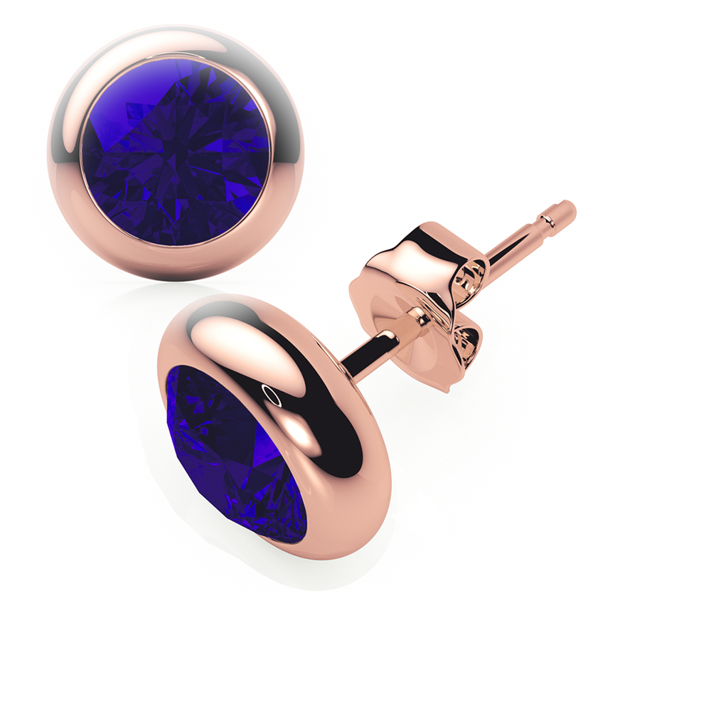 Sapphire Earrings 1  CTW Studs RUBOVER 18K Rose Gold - BUTTERFLY