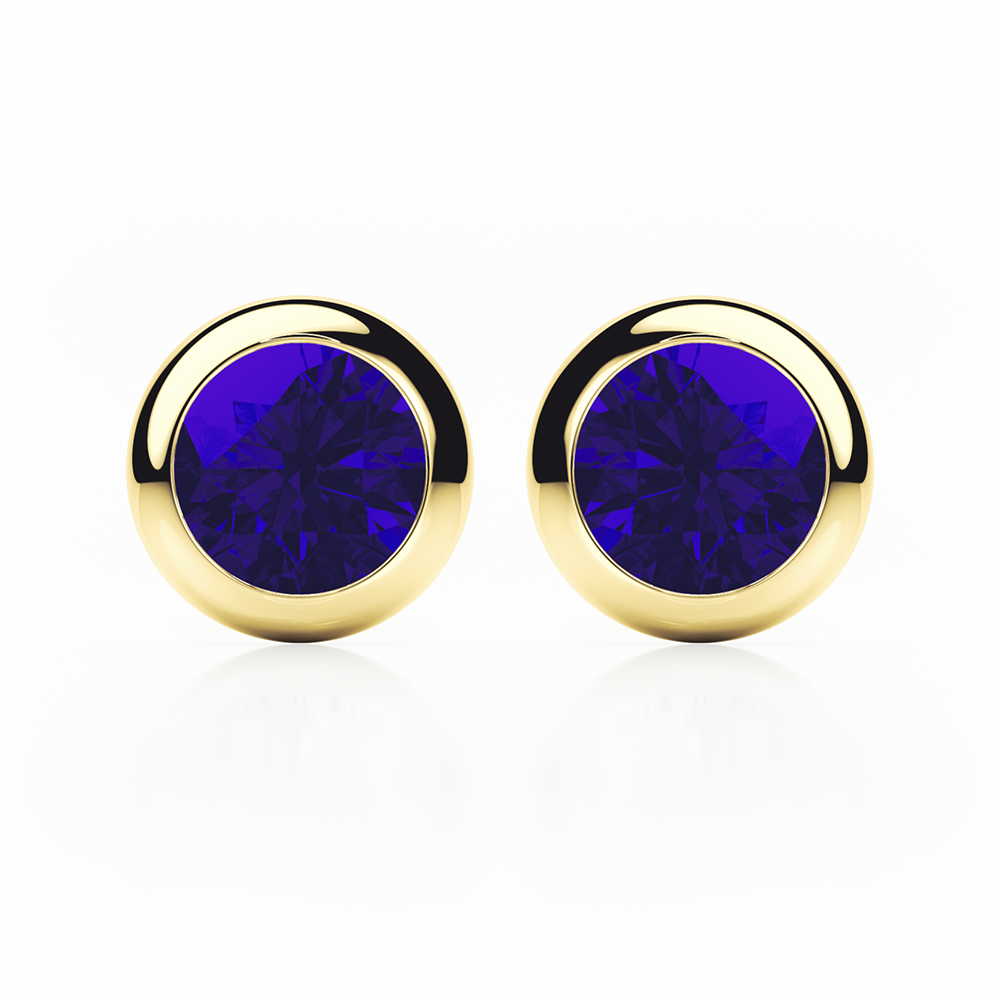 Sapphire Earrings 0.40 CTW Studs  RUBOVER 18K Yellow Gold - SCREW