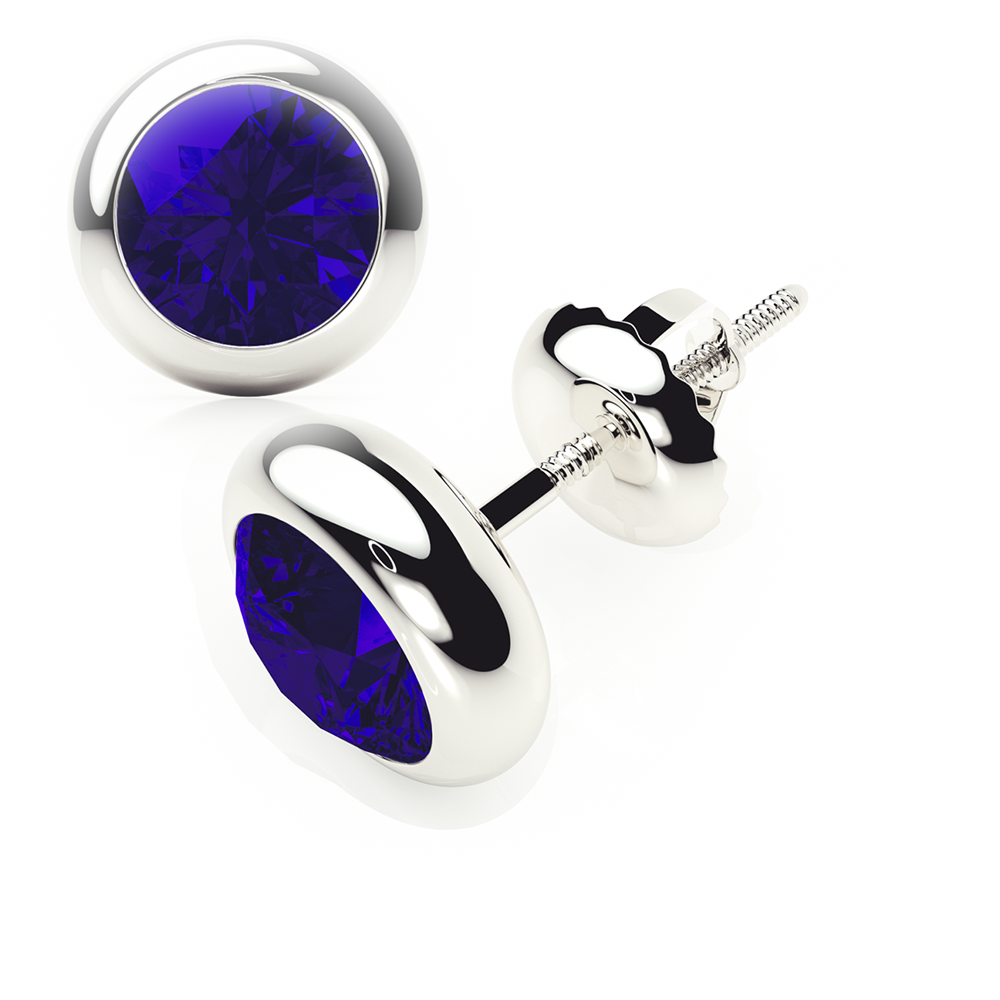 Sapphire Earrings 0.80 CTW Studs  RUBOVER Plat Platinum - SCREW