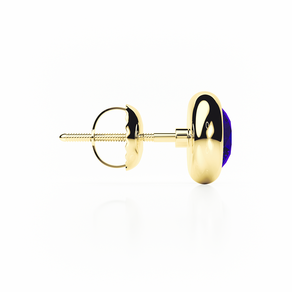 Sapphire Earrings 0.20 CTW Studs  RUBOVER 18K Yellow Gold - SCREW