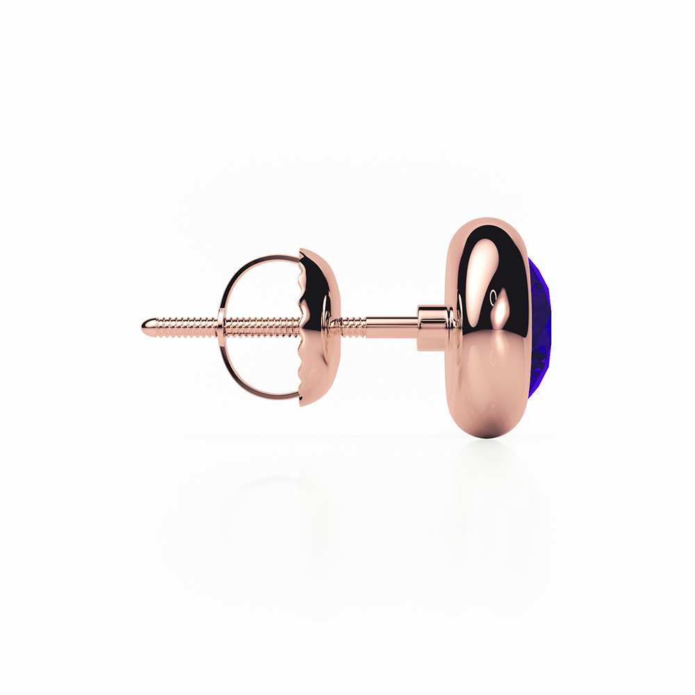 Sapphire Earrings 0.20 CTW Studs  RUBOVER 18K Rose Gold - SCREW