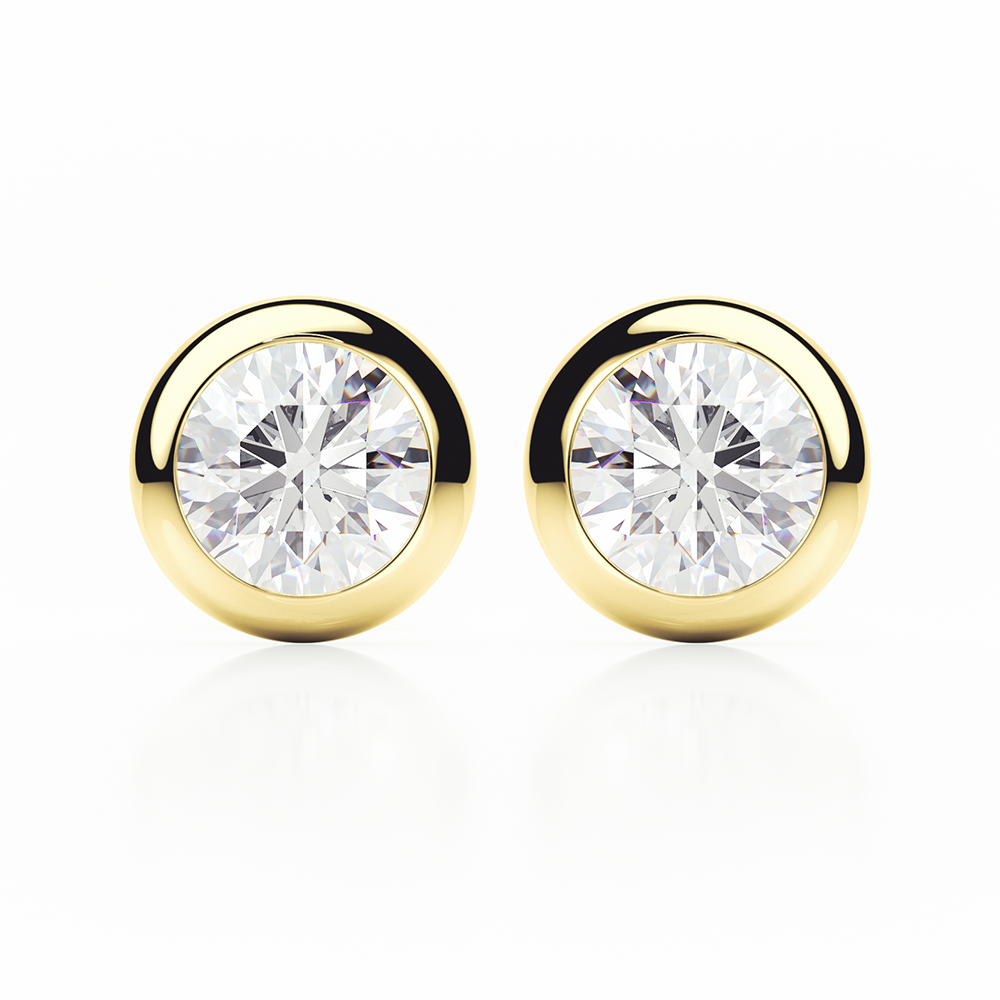 Diamond Earrings 1 CTW Studs D-F/VVS In 18K Yellow Gold - SCREW
