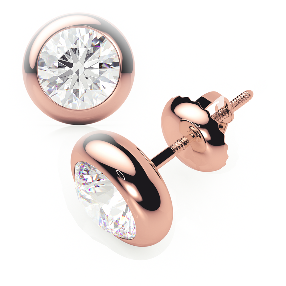 Diamond Earrings 0.4 CTW Studs D-F/S1 In 18K Rose Gold - SCREW