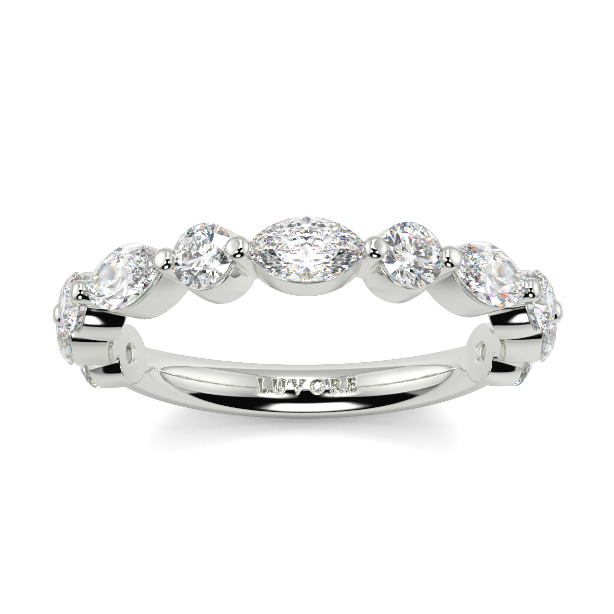 Maquise and Round Stone Eternity Ring