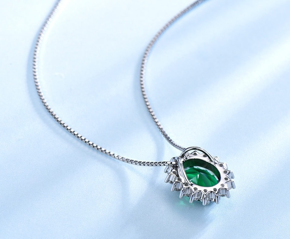 Emerald Diamond Oval Pendant