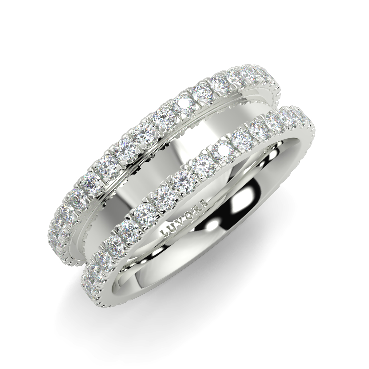 Diamond Sandwhich Ring Baguette Wedding Band Diamond Set