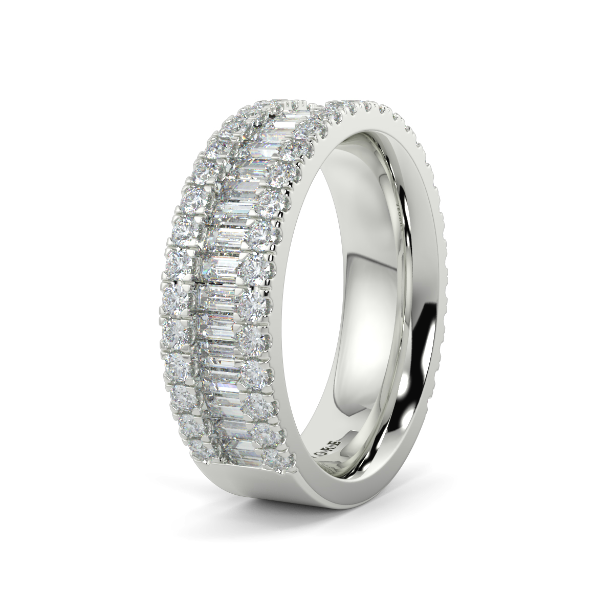 Diamond Sandwhich Ring Baguette Wedding Band Diamond Set