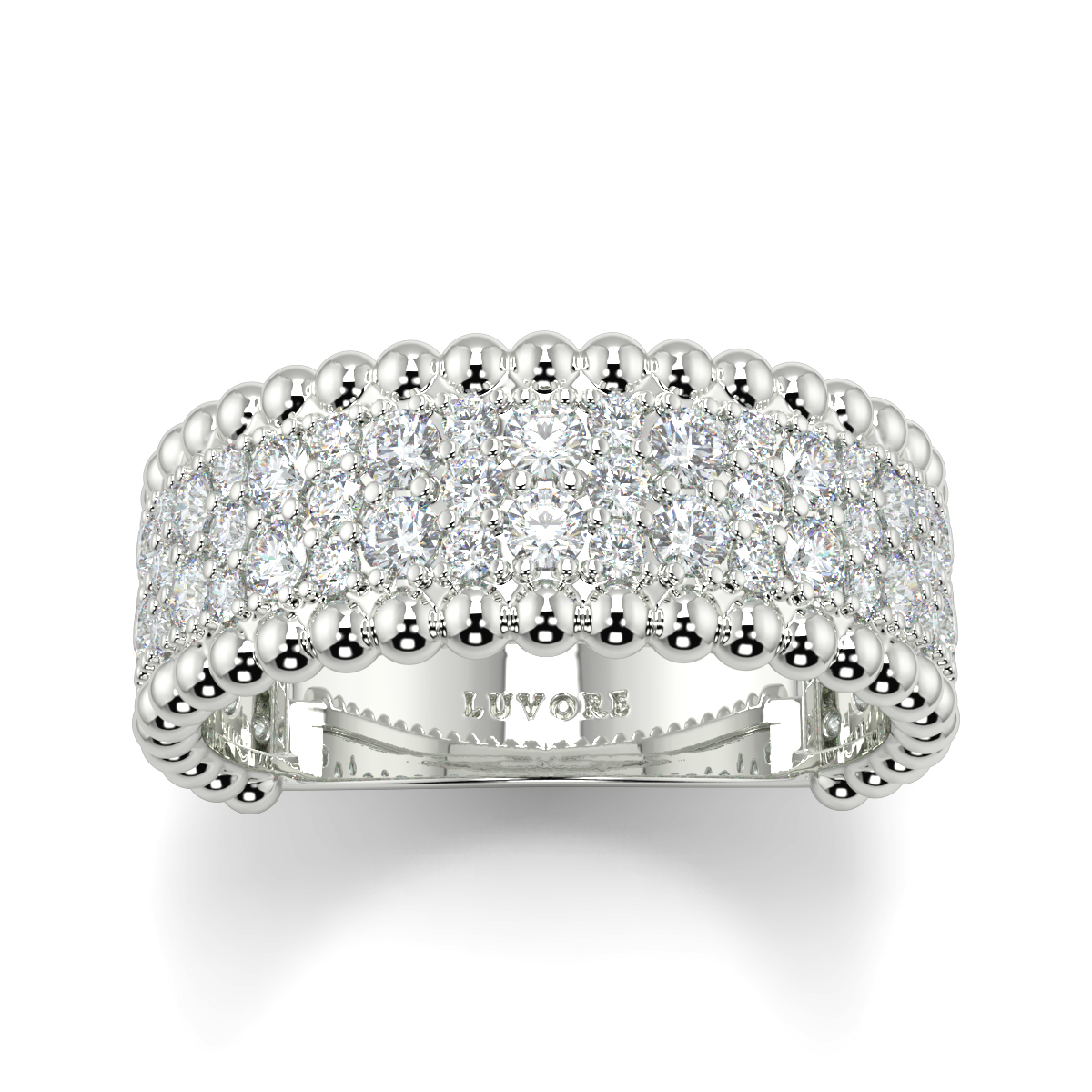 Diamond Pave Designer Ring Rounds Wedding Band Diamond Set