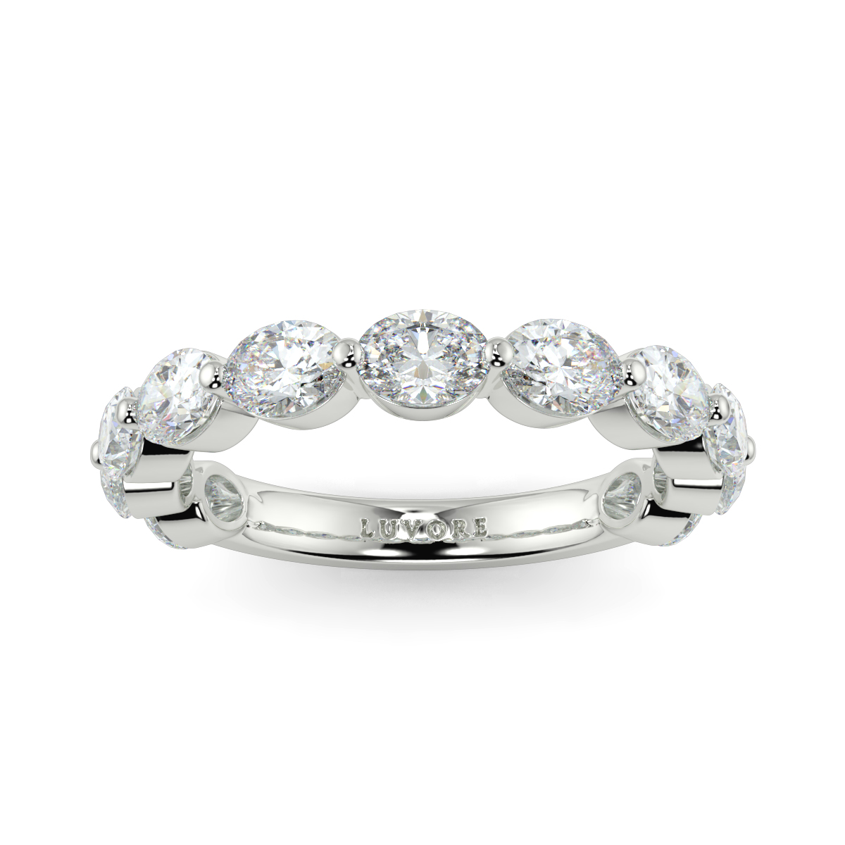 Oval Shared Claw Diamond Set Wedding Band Luvore Diamonds